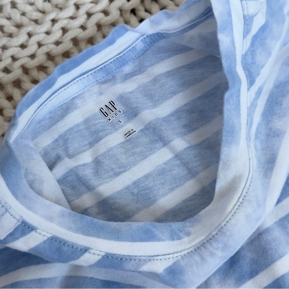 GAP Kids Blue and White Striped Ruffle T-Shirt Dress Size Small - Picture 3 of 4